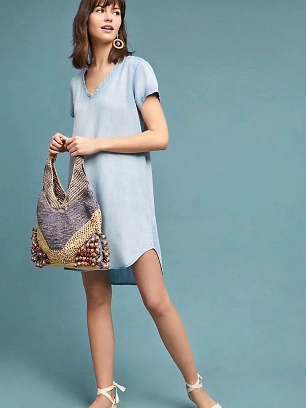 Cloth & Stone short-sleeve chambray dress- size s